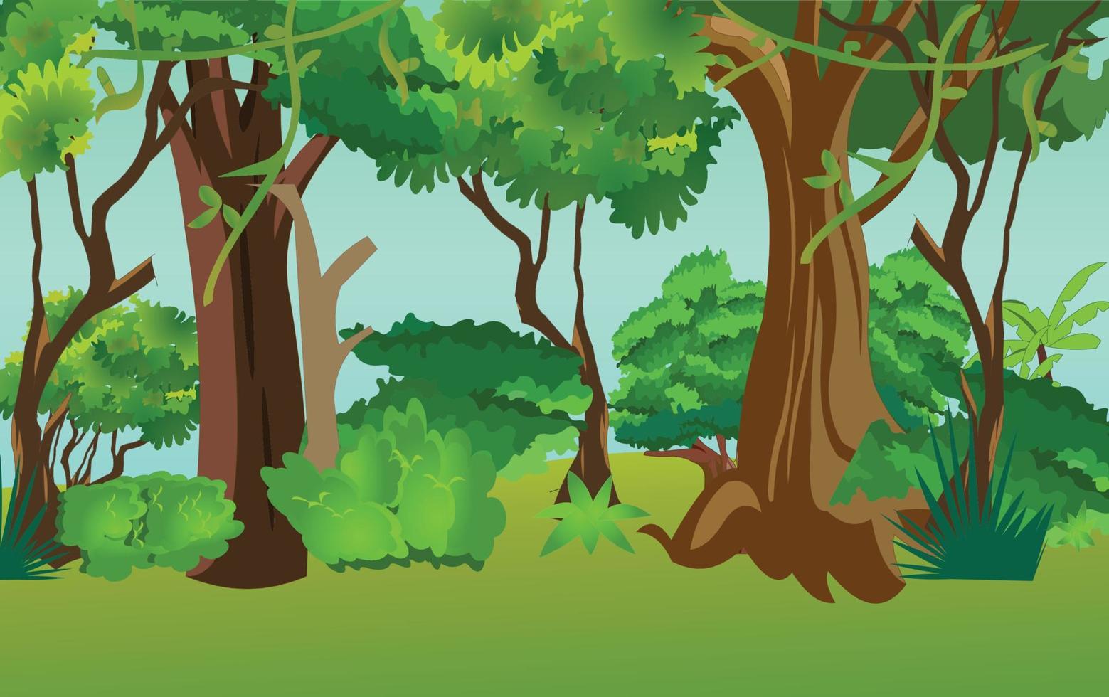 Illustration einer Sommerwaldlandschaft im Cartoon-Stil. vektor