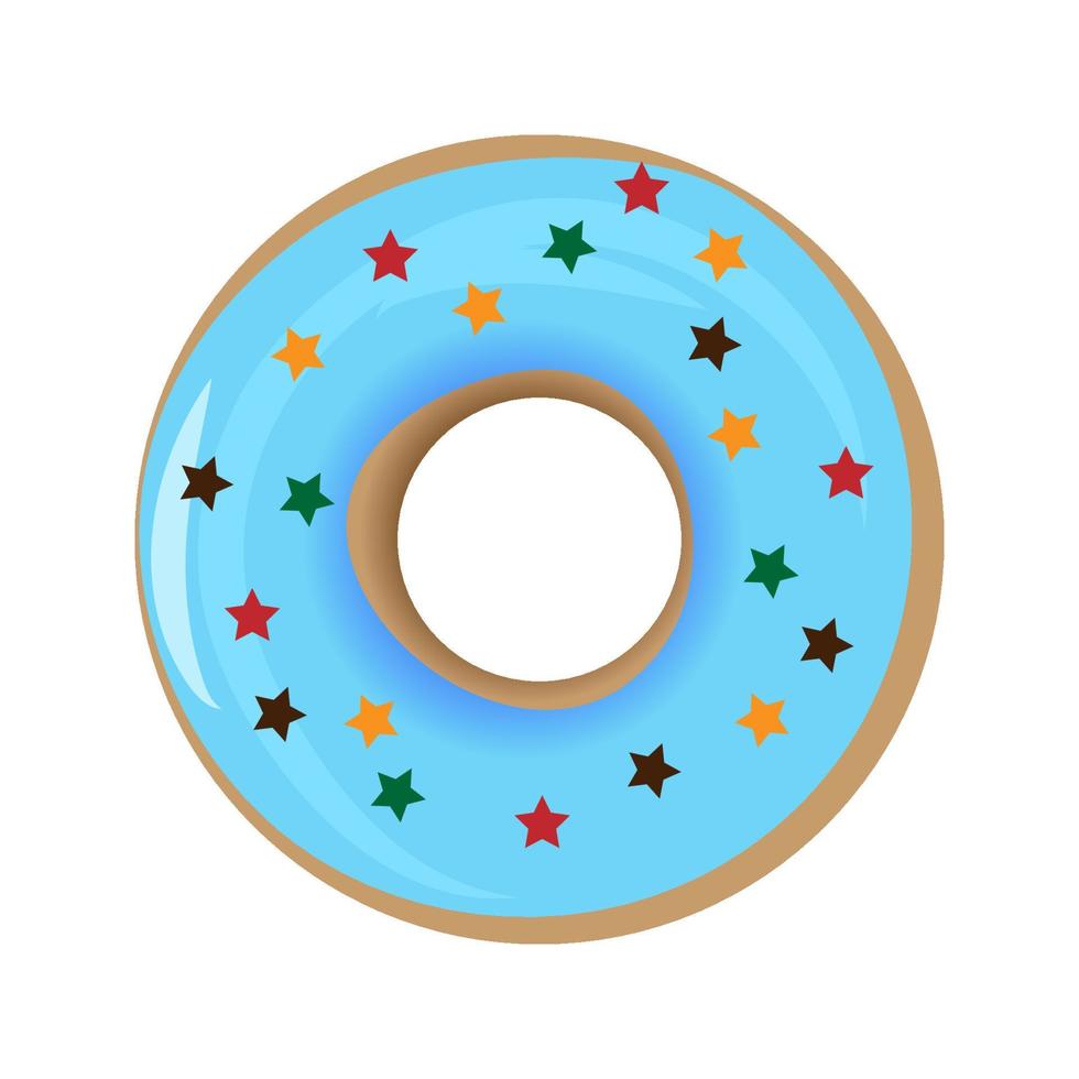 blauer donut mit stern besprüht vektordesignillustration vektor