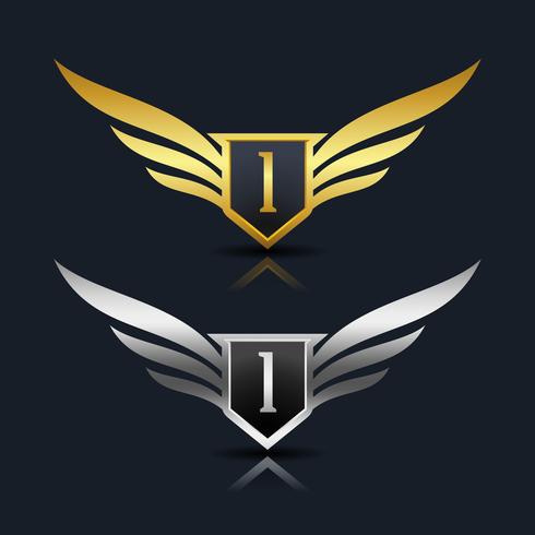 Wings Shield Letter I Logo Vorlage vektor