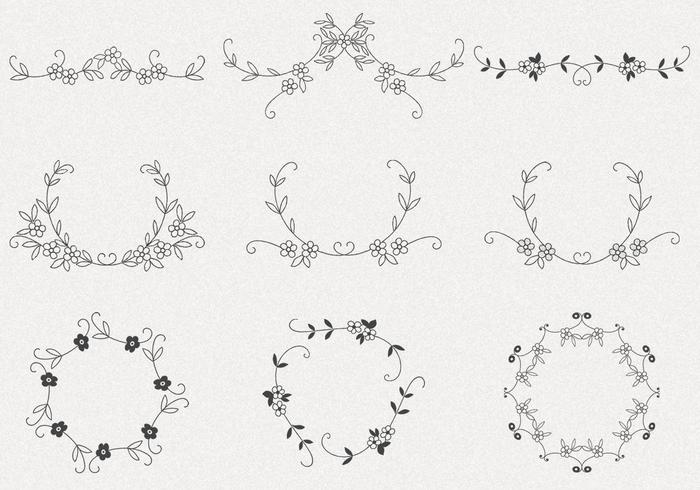 Handdragen Flower Frame Vector Pack