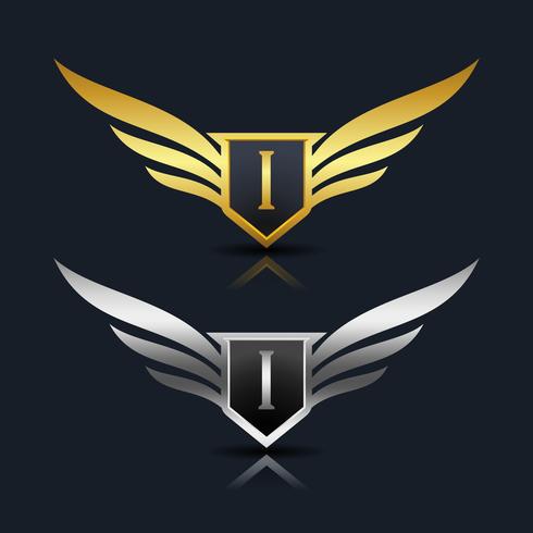 Wings Shield Letter I Logo Vorlage vektor