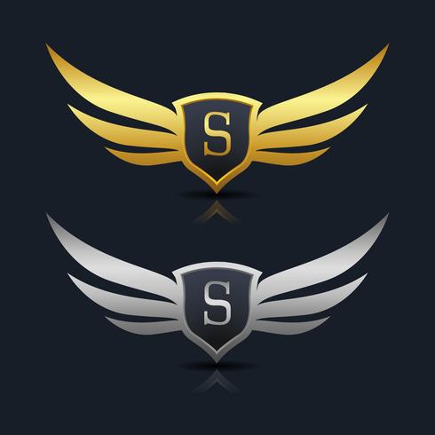 Wings Shield Letter S Logo Vorlage vektor