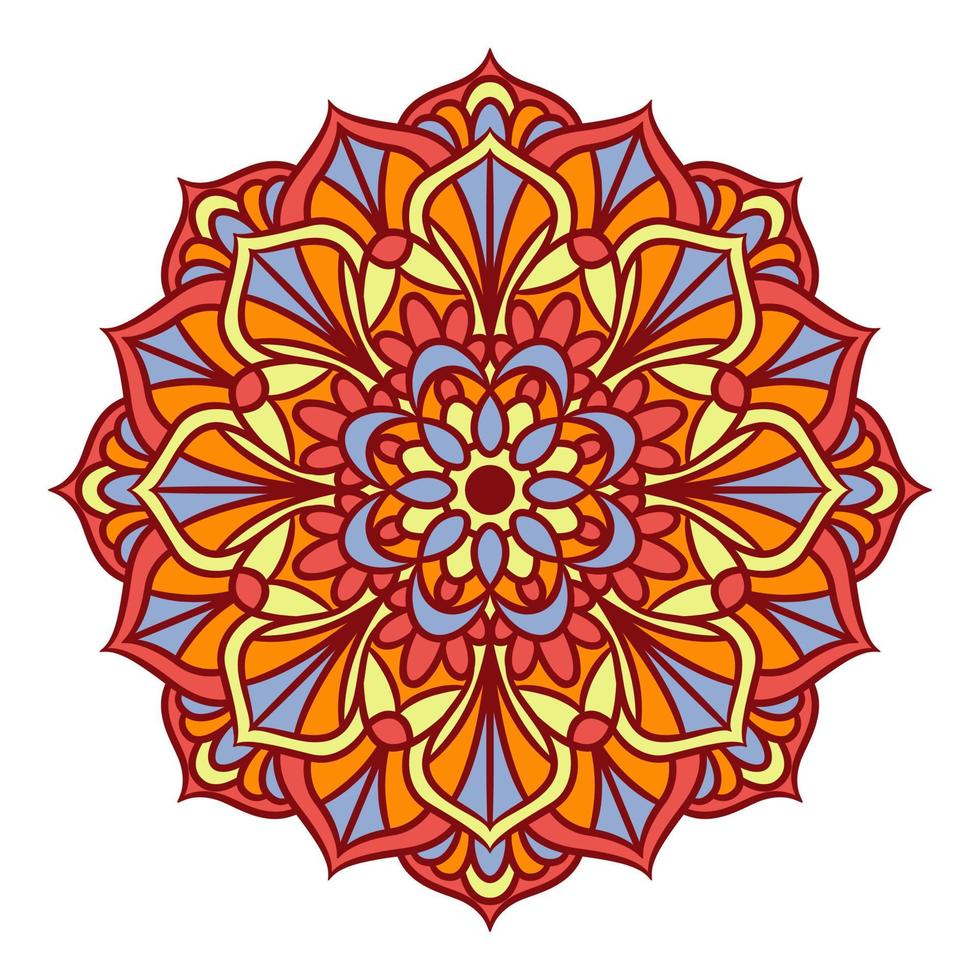 etniska mandala runda prydnadsmönster med färgglada vektor