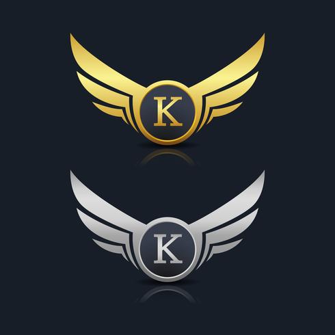 Wings Shield Letter K Logo Vorlage vektor