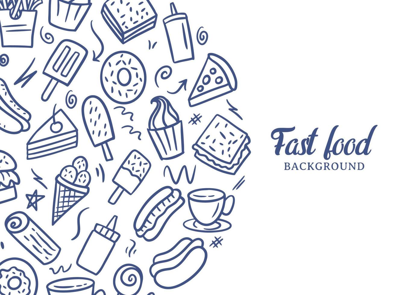 Fast-Food-Doodles Vektorhintergrund. Streetfood-Hintergrund vektor