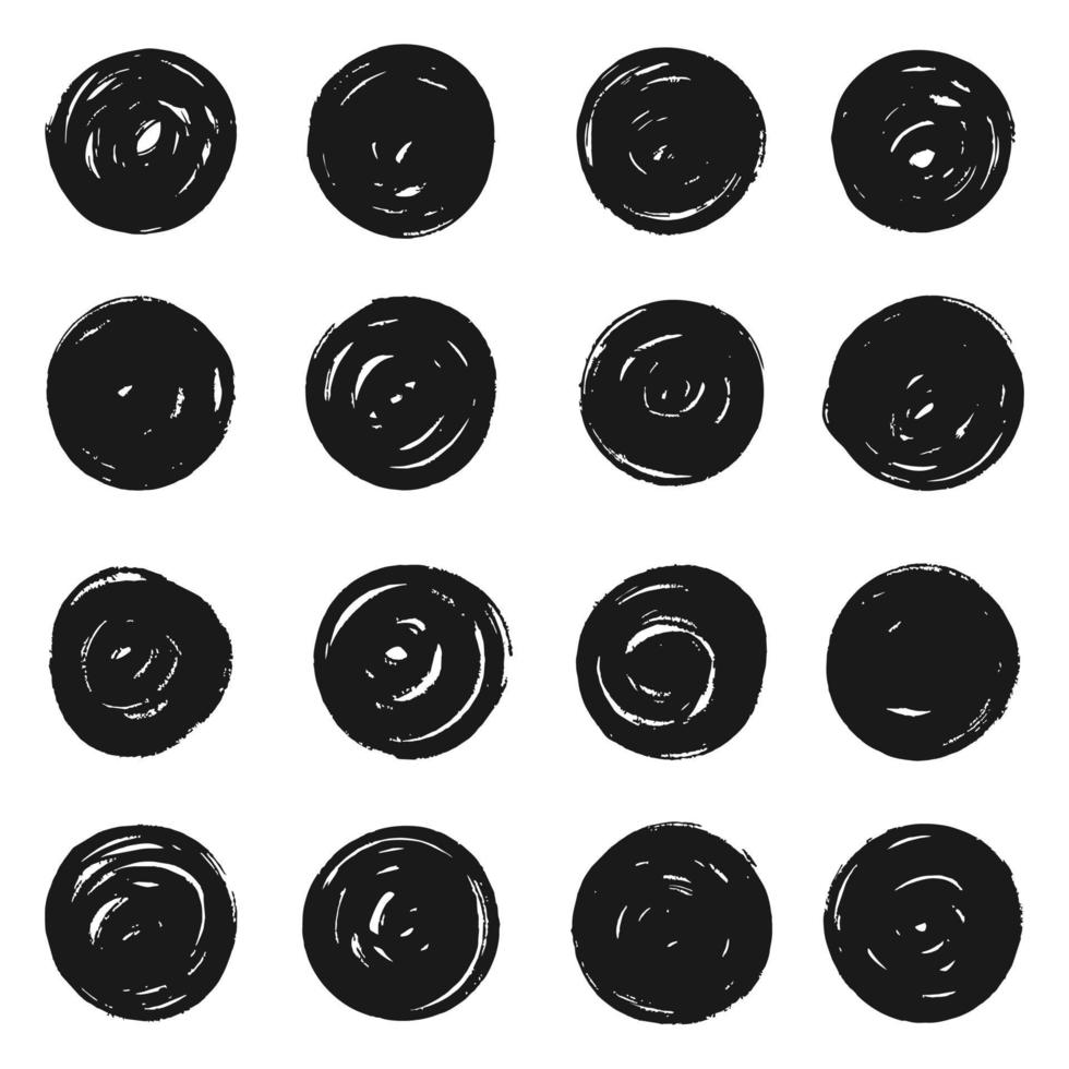uppsättning svarta grunge cirklar former, grunge cirkel samling vektor