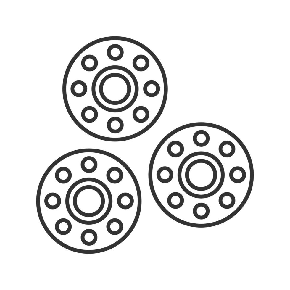 linjär ikon för bobiner. tunn linje illustration. symaskinsdel. kontur symbol. vektor isolerade konturritning