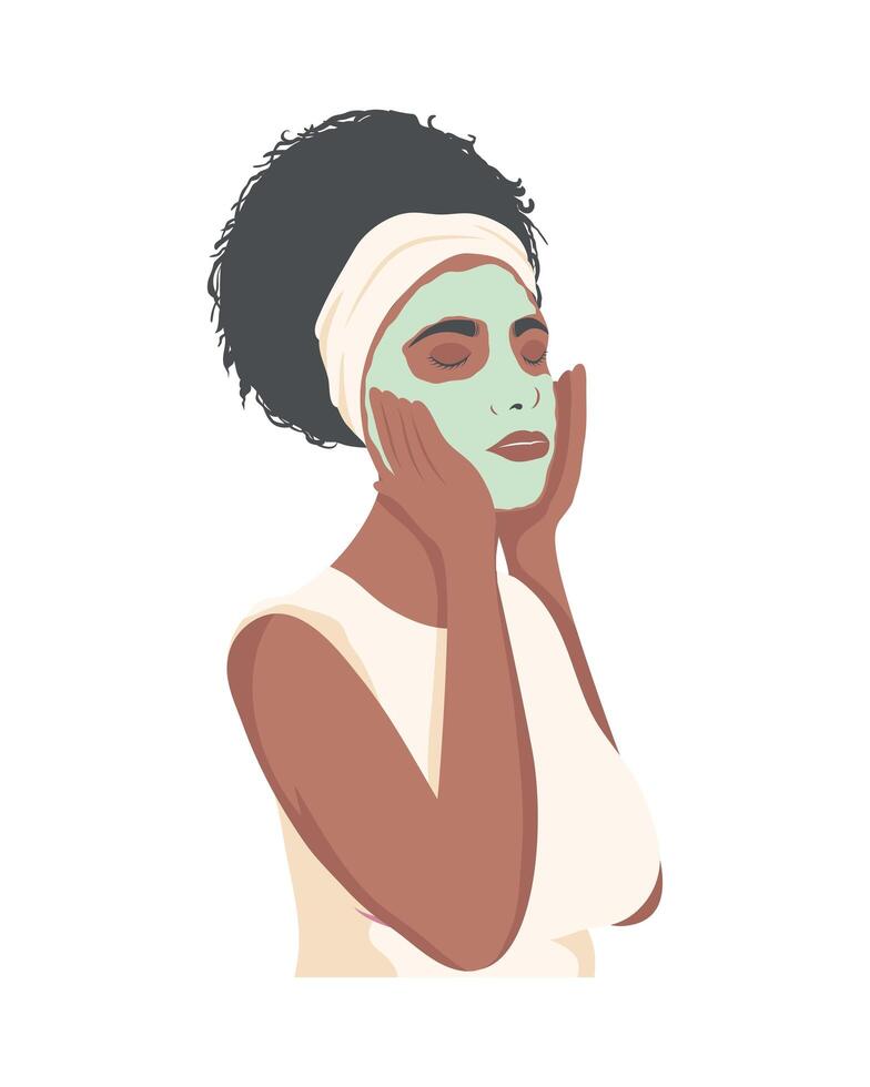 Afro-Frau mit Avocado-Maske vektor