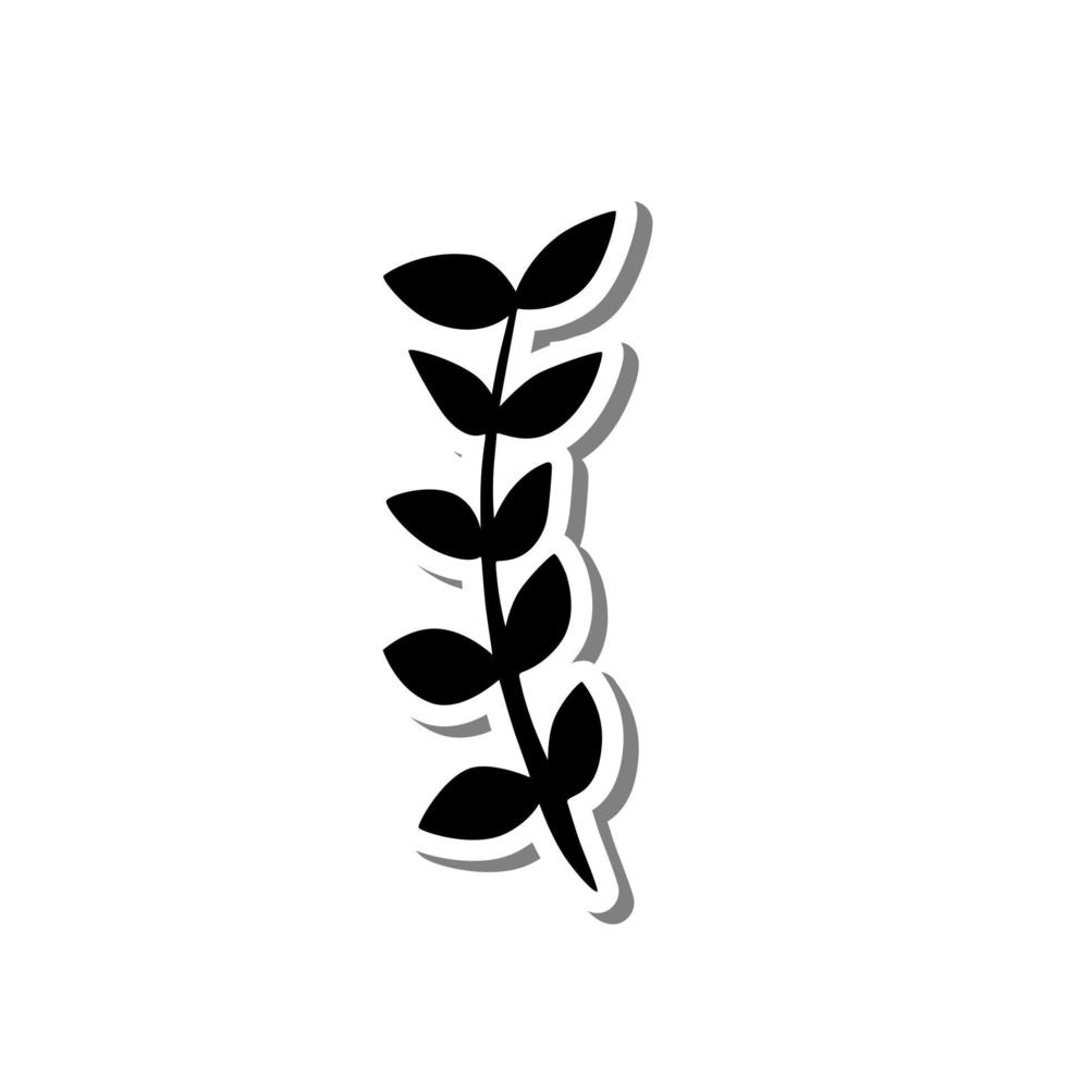 svarta blad form på vit siluett och grå skugga. botaniska element för dekoration, vektorillustration. vektor