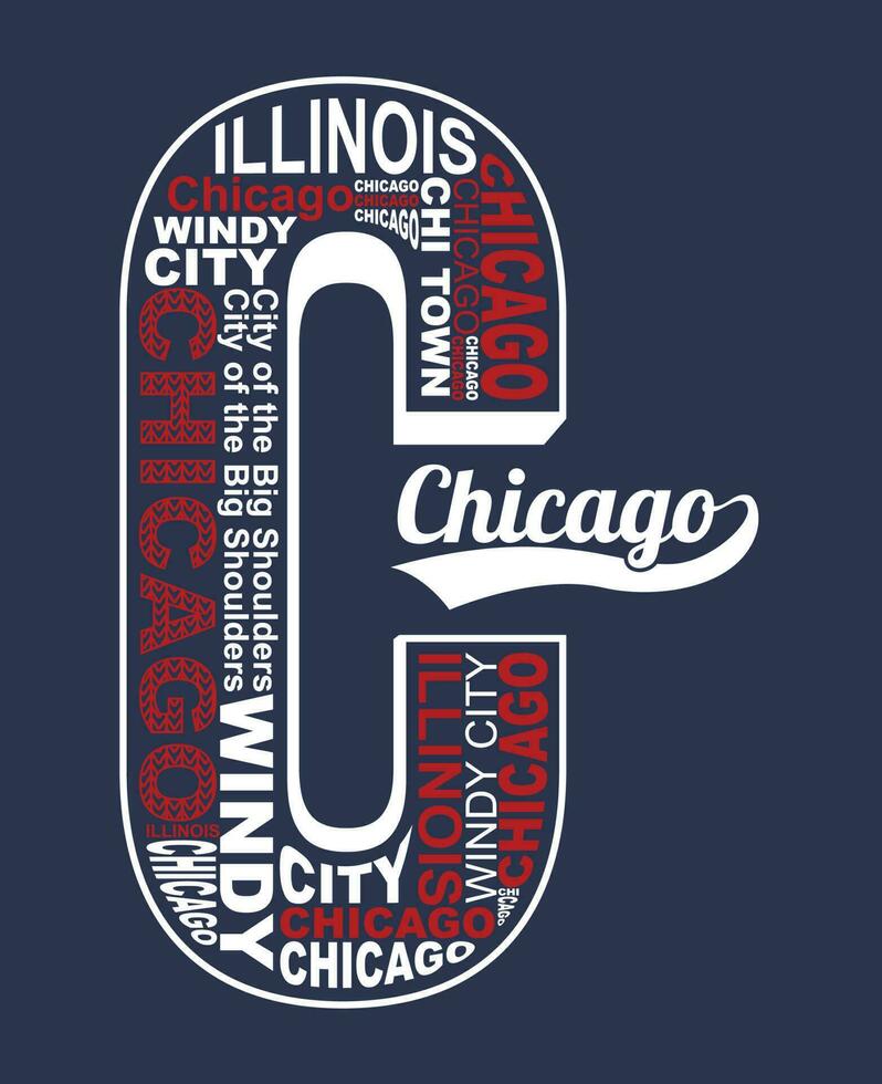 chicago element der männermode und der modernen stadt im typografie-grafikdesign.vektorillustration.tshirt, kleidung, bekleidung und andere verwendungen vektor