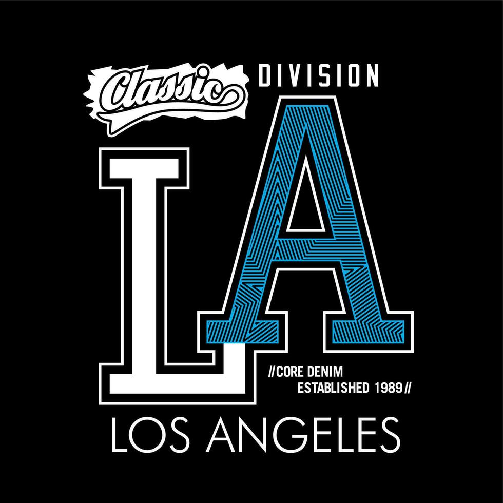 los angeles element der männermode und des modernen typografie-grafikdesigns. vektorillustration. vektor