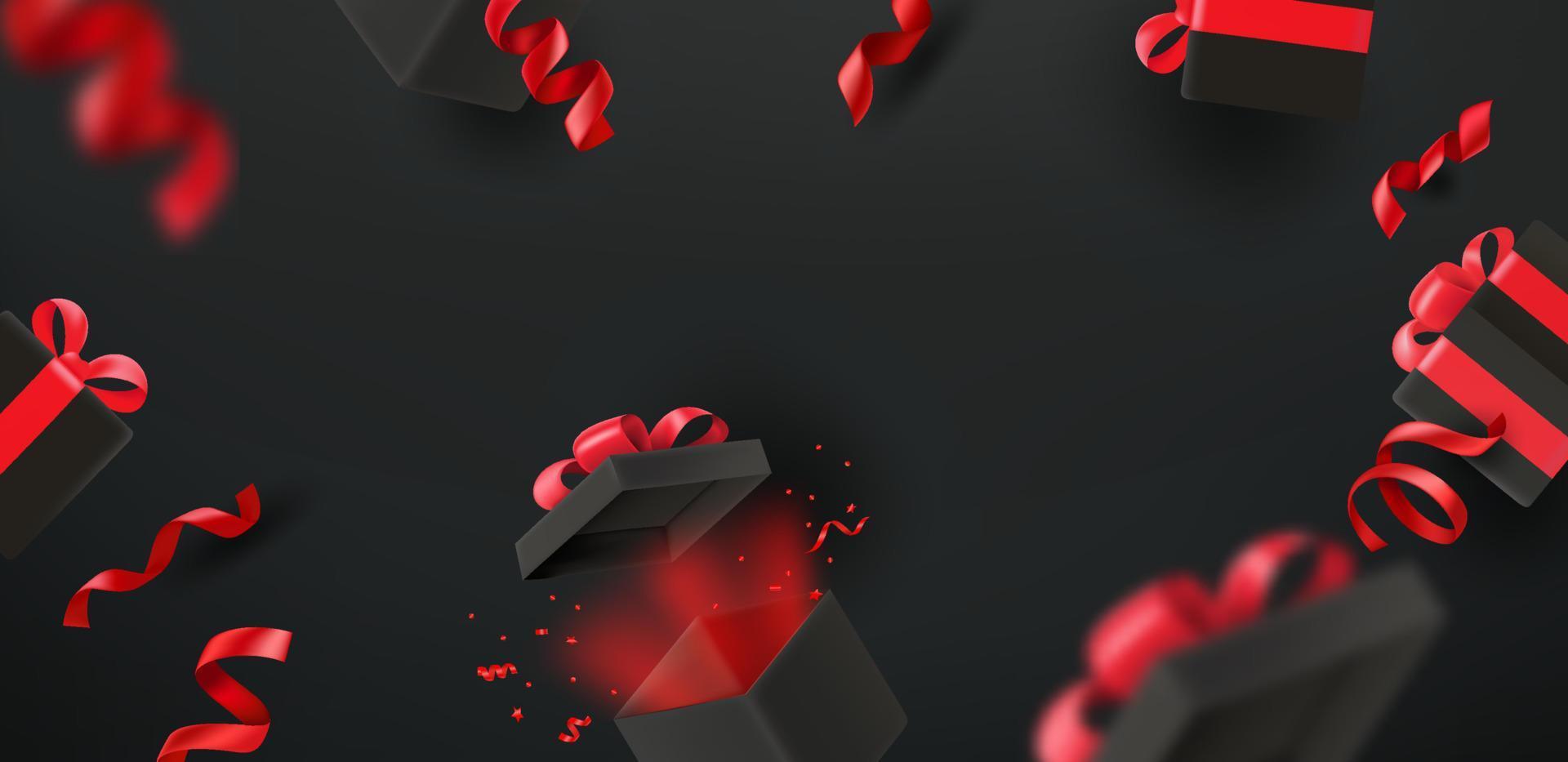 svart bakgrund med svarta lådor. 3d vektor header banner