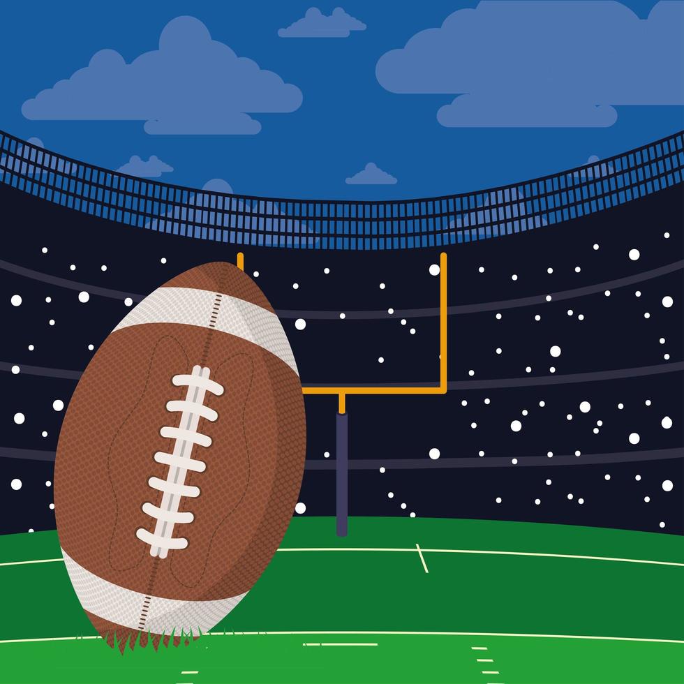 amerikansk fotbollsballong på stadion vektor