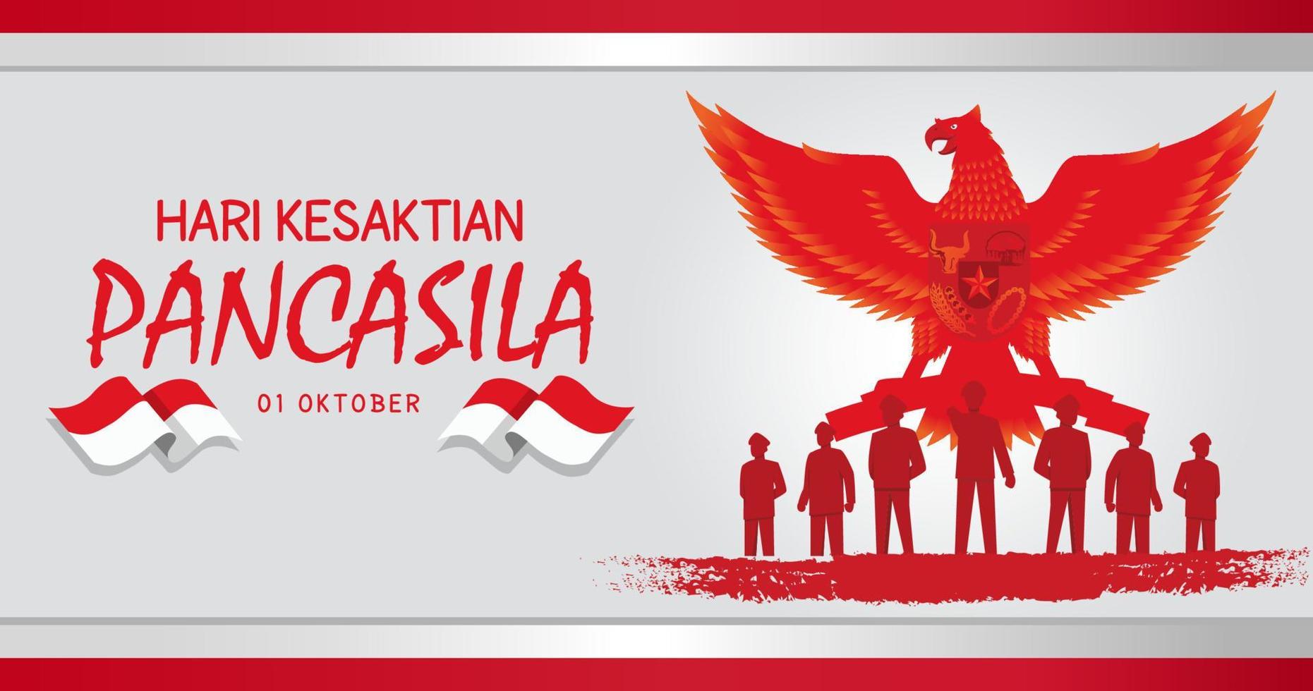 hari kesaktian pancasila, indonesisk semester pancasila day illustration.translation 01 oktober, glad pancasila dag. lämplig för gratulationskort och banderoll vektor