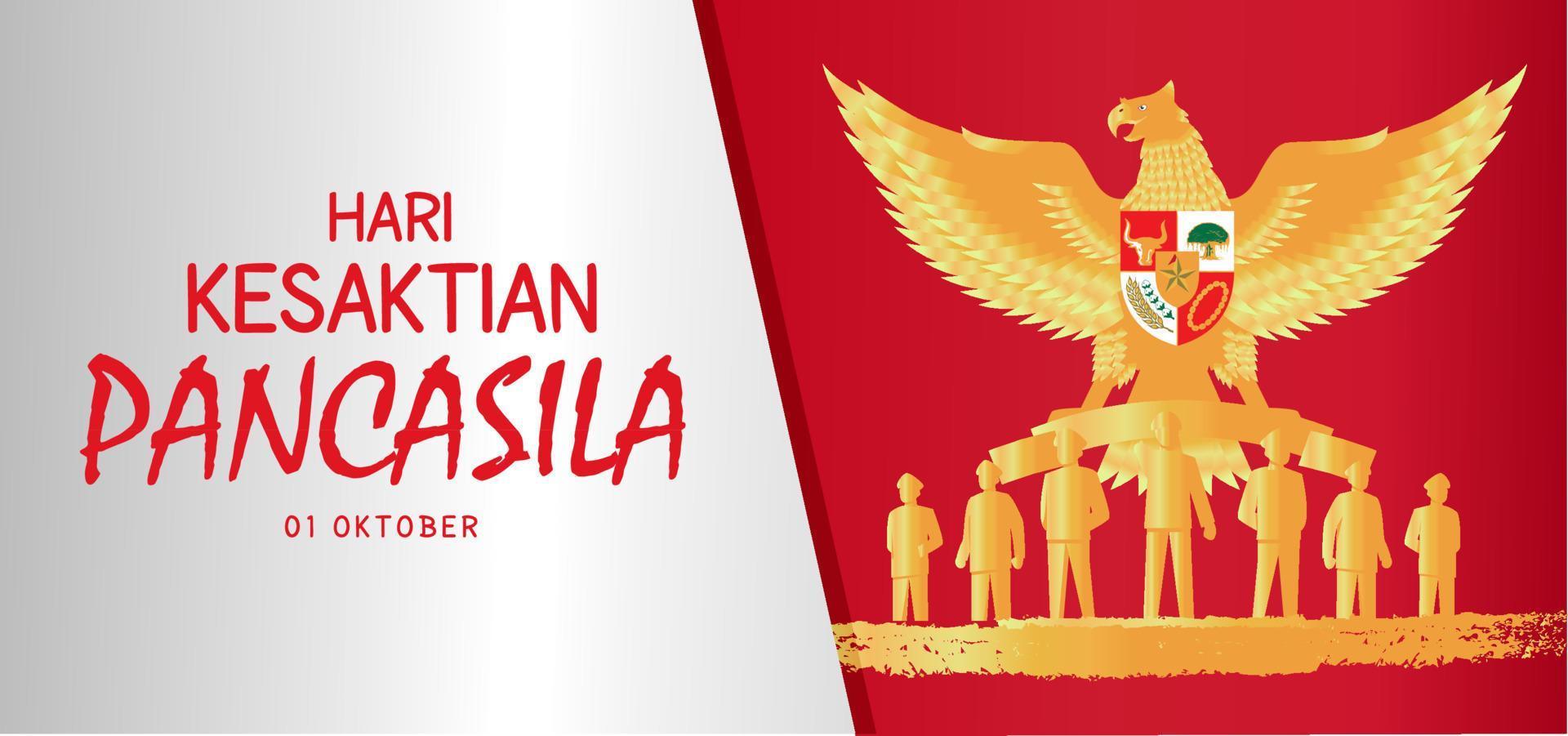 hari kesaktian pancasila, indonesischer feiertag pancasila tag illustration.übersetzung 1. oktober, glücklicher pancasila tag. geeignet für Grußkarten und Banner vektor