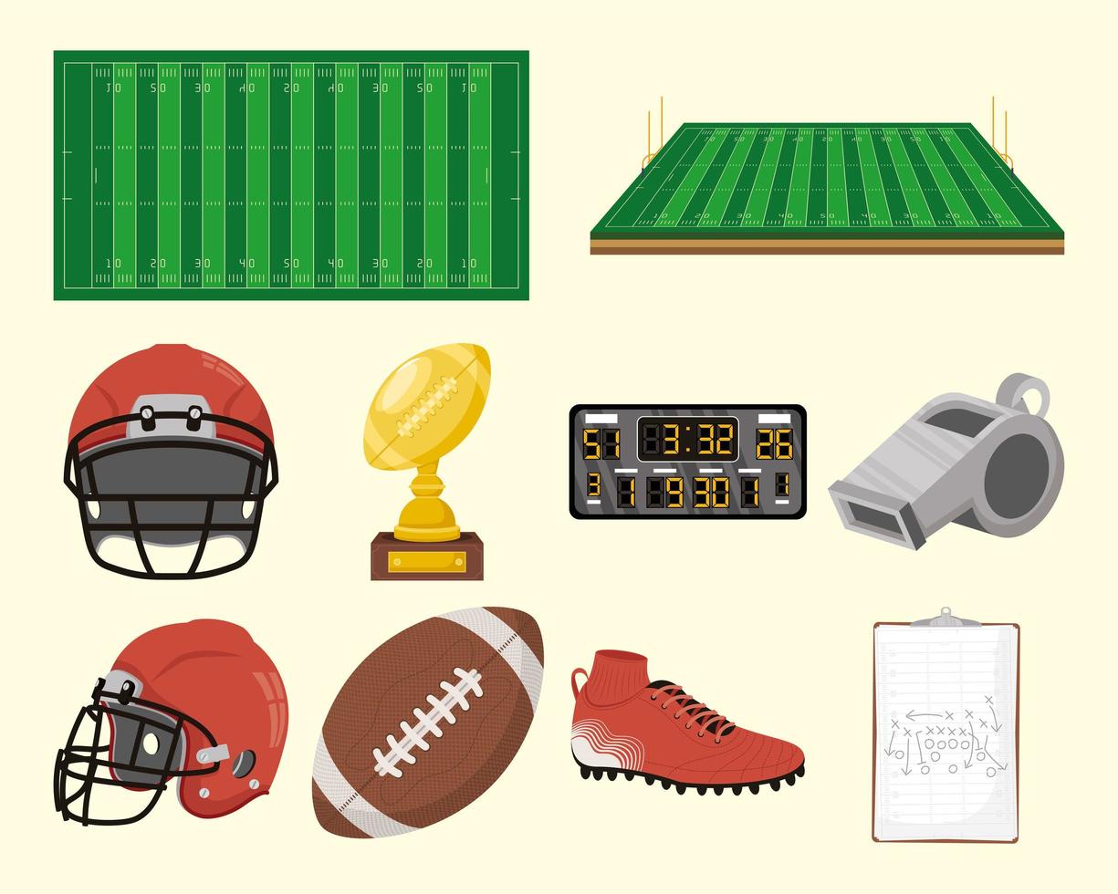 Zehn American Football-Ikonen vektor