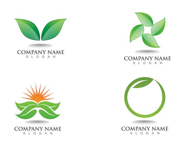 Logoer av grönt blad ekologi naturelement vektorikonen vektor