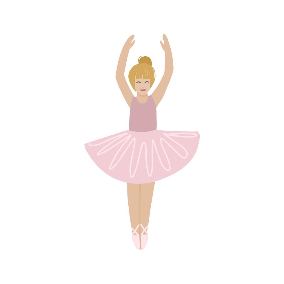 söt liten ballerinadans. blond ballerina tjej i rosa tutu klänning. vacker kid platt tecknad vektorillustration isolerad på vit bakgrund. vektor