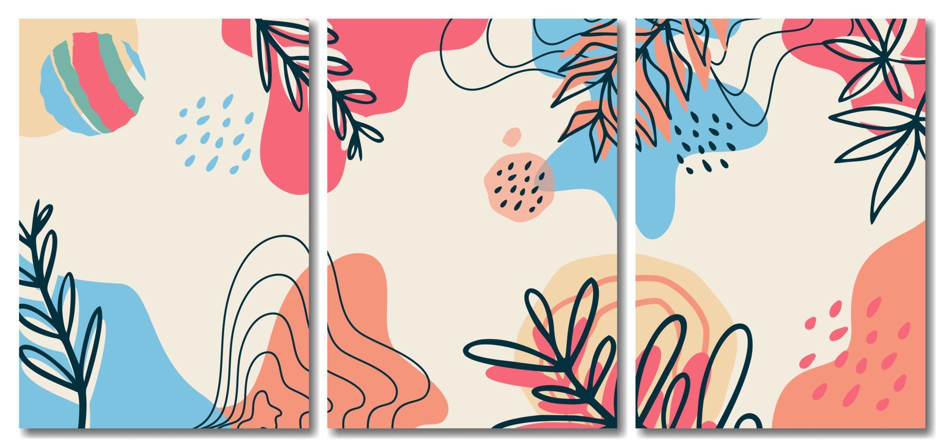 organisk abstrakt minimalistisk pastell bakgrund med bladsamling vektor
