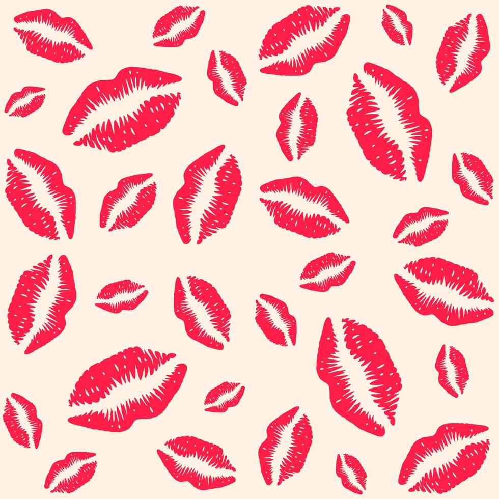 weibliche lippen küssen nahtlosen musterhintergrund vektor