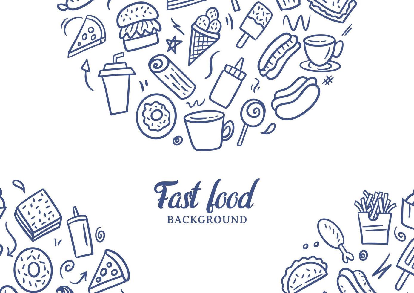 Fast-Food-Doodles Vektorhintergrund. Streetfood-Hintergrund vektor