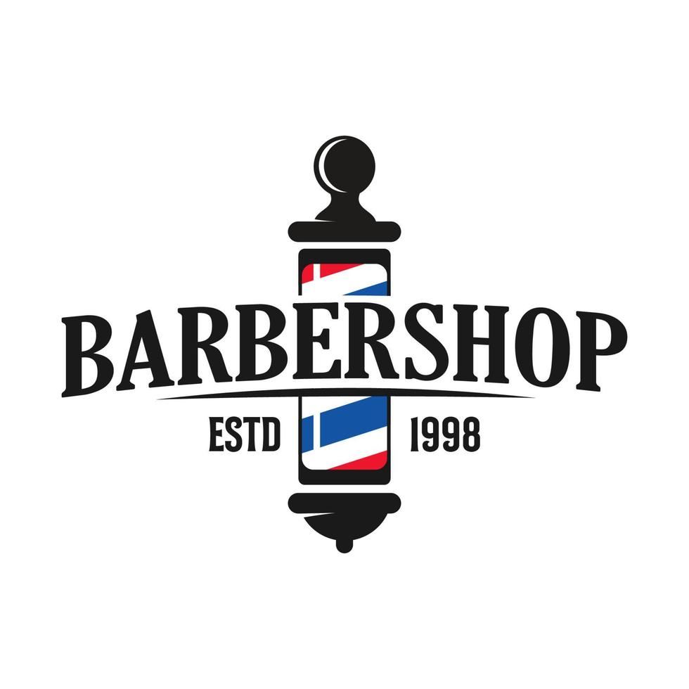 barbershop logotyp vintage klassisk stil, salong mode frisyr pomada badge ikon enkel minimalistisk modern, barber stång rakkniv rakning sax rakblad retro symbol vektor. lyxig elegant design vektor