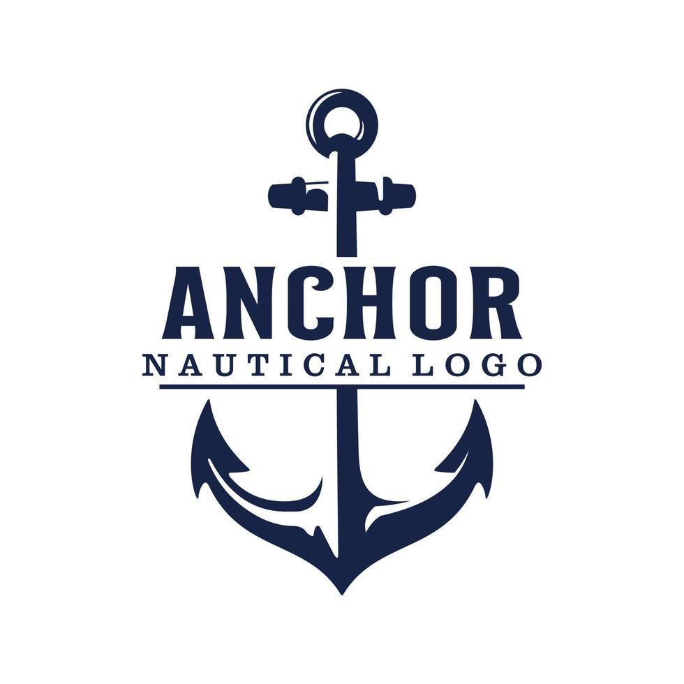 marina retro emblem logotyp med ankare, ankare logotyp - vektorillustration vektor