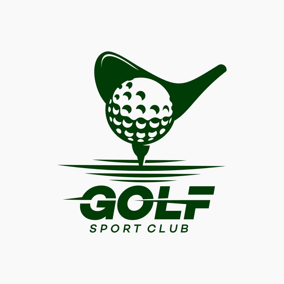 golf sport kunglig logotyp design, ball stick och krona kombination mall, vektorillustration vektor