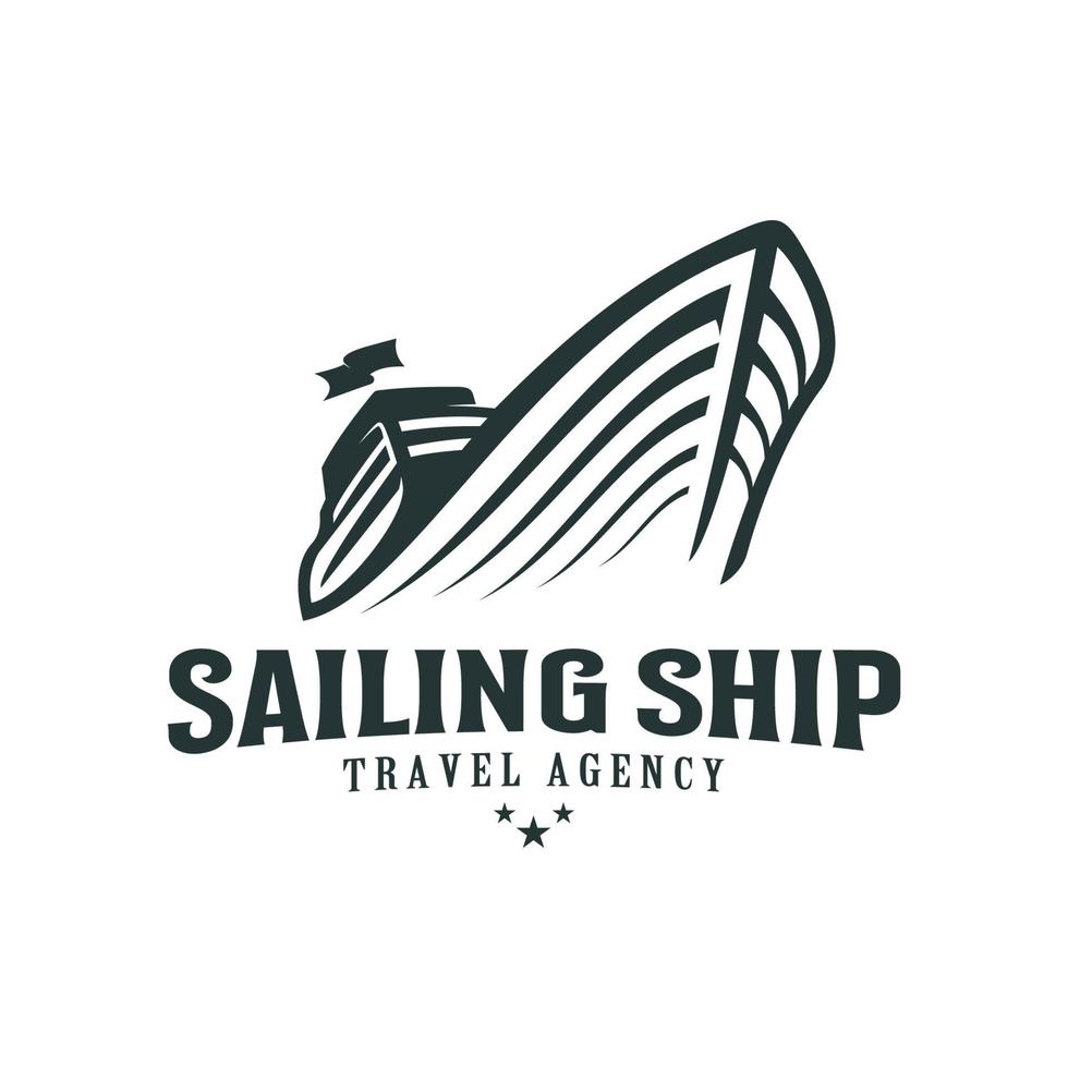 segelschiff vintage illustration auf logo-abzeichen vektor