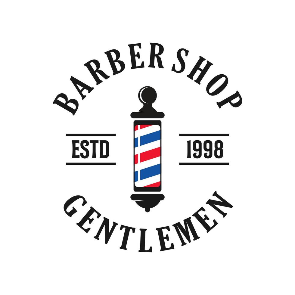 barbershop logo vintage classic style, salon mode haarschnitt pomade abzeichen symbol einfach minimalistisch modern, barber pole rasiermesser rasieren schere rasierklinge retro symbol vektor. Luxus elegantes Design vektor