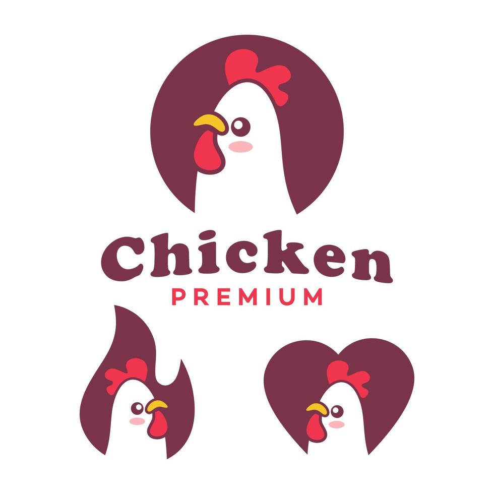 huhn-logo-zeichentrickfigur. niedliches cartoon-hahnhuhn gibt daumen hoch. Vektor-Logo-Illustration vektor