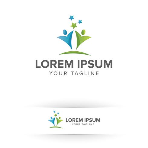 Paar Menschen Logo mit Stern. Partner-Logo-Design-Konzept-Vorlage vektor