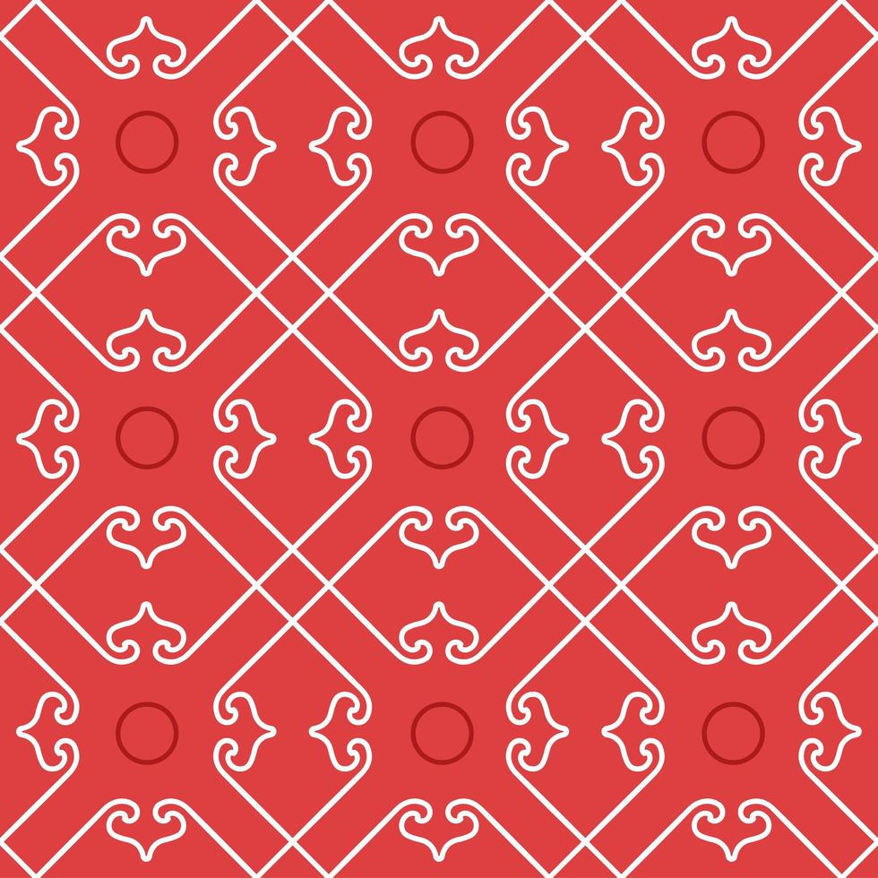 volkstümliches geometrisches nahtloses muster mit quadraten, linien, gitter, diamanten, fliesen wiederholen. einfache rote und weiße Textur. abstrakter weihnachtsfeiertagshintergrund. vektordesign für dekor, druck, teppich, textil vektor
