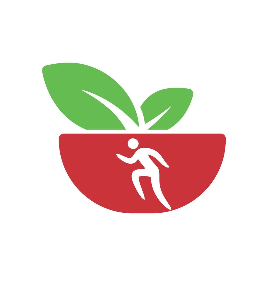 einfaches gesundes Essen für Sportmann-Logo und Vektorsymbol vektor