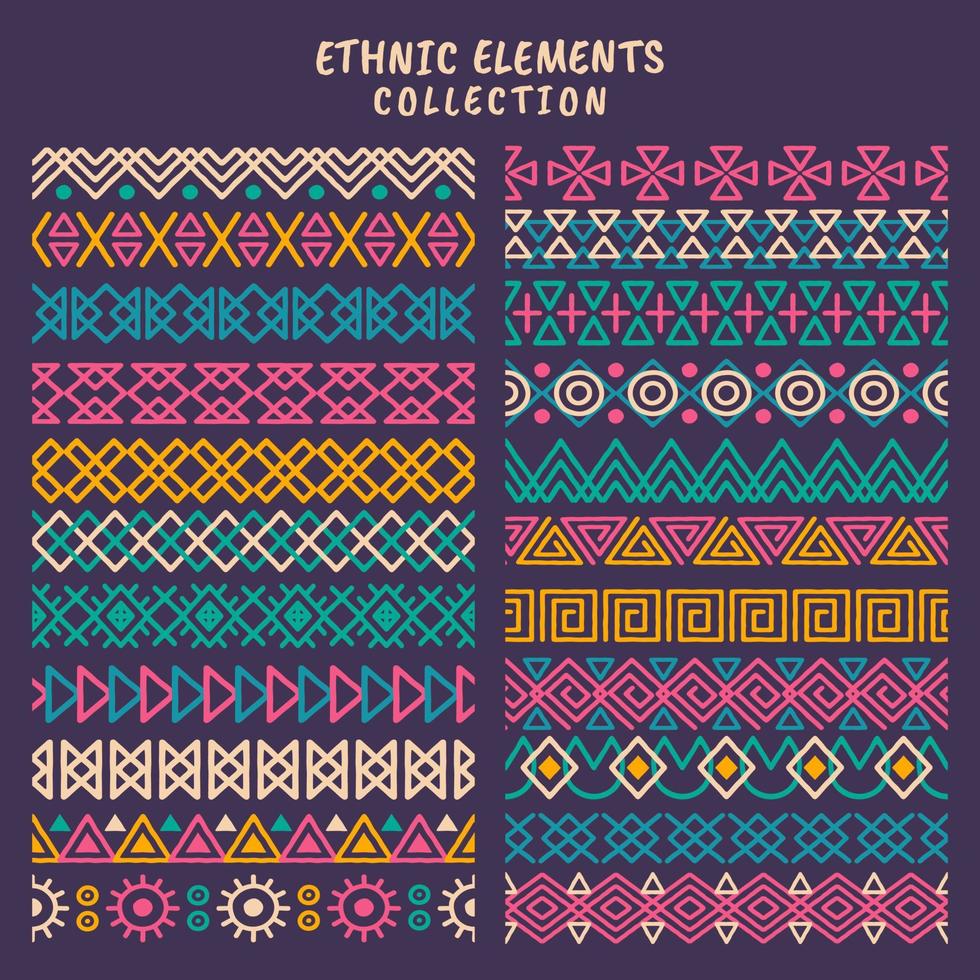 Reihe von Streifen mit ethnischen Elementen vektor