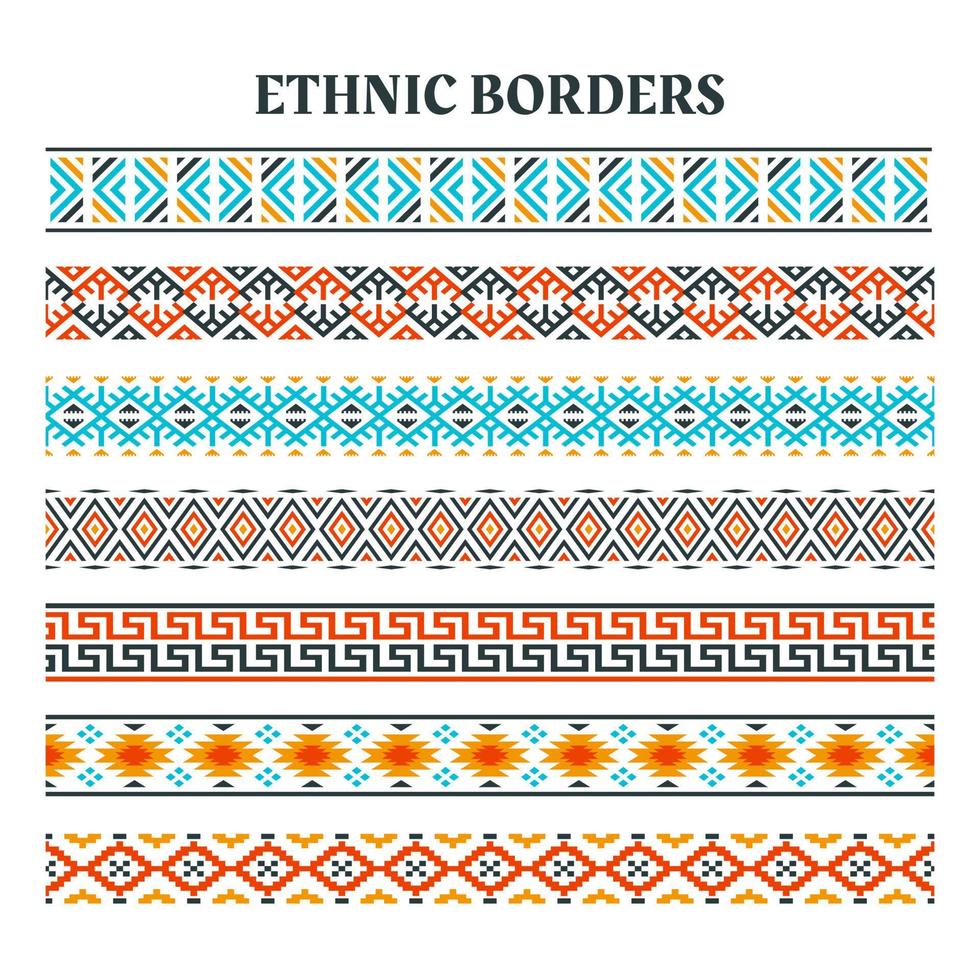 uppsättning av etniska element remsor gränsen vektor