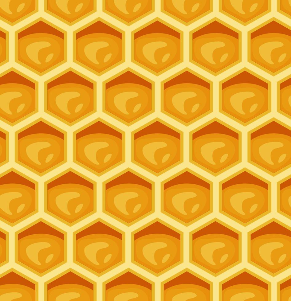 honeycombs seamless mönster. hexagonala vaxceller med honung. vektor