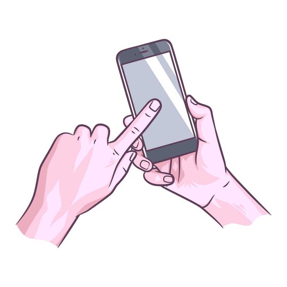 Hand, die Smartphone-Vektorillustration hält vektor