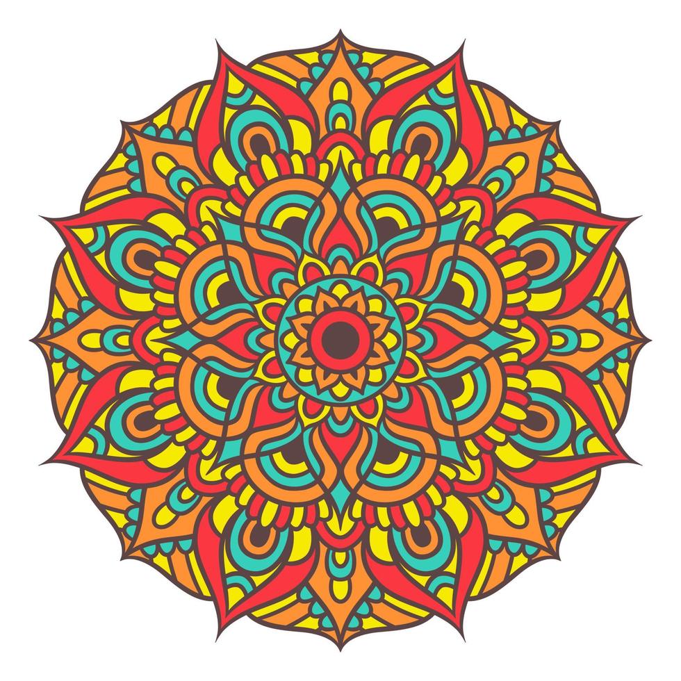 ethnisches mandala rundes verzierungsmuster mit buntem vektor