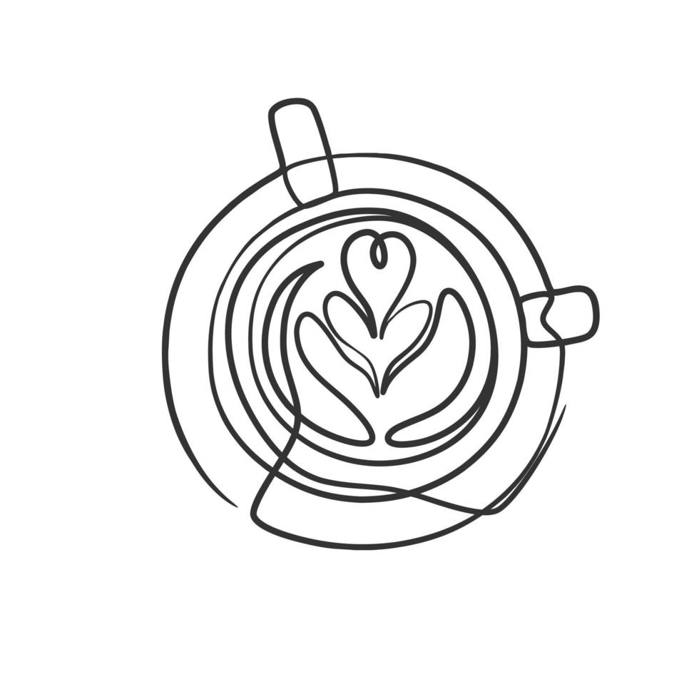 kontinuierliche linie, die eine tasse kaffee zeichnet. Kaffee einzeilige Kunst vektor