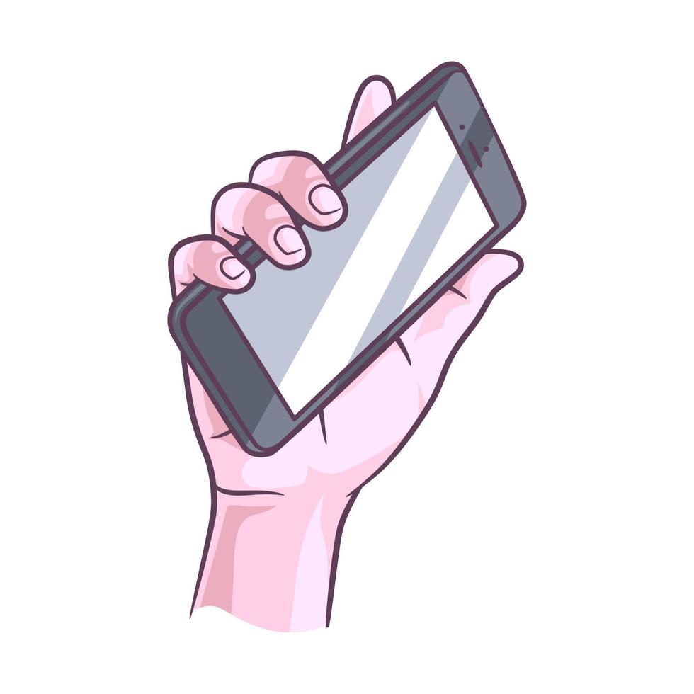 hand som håller smart telefon vektorillustration vektor