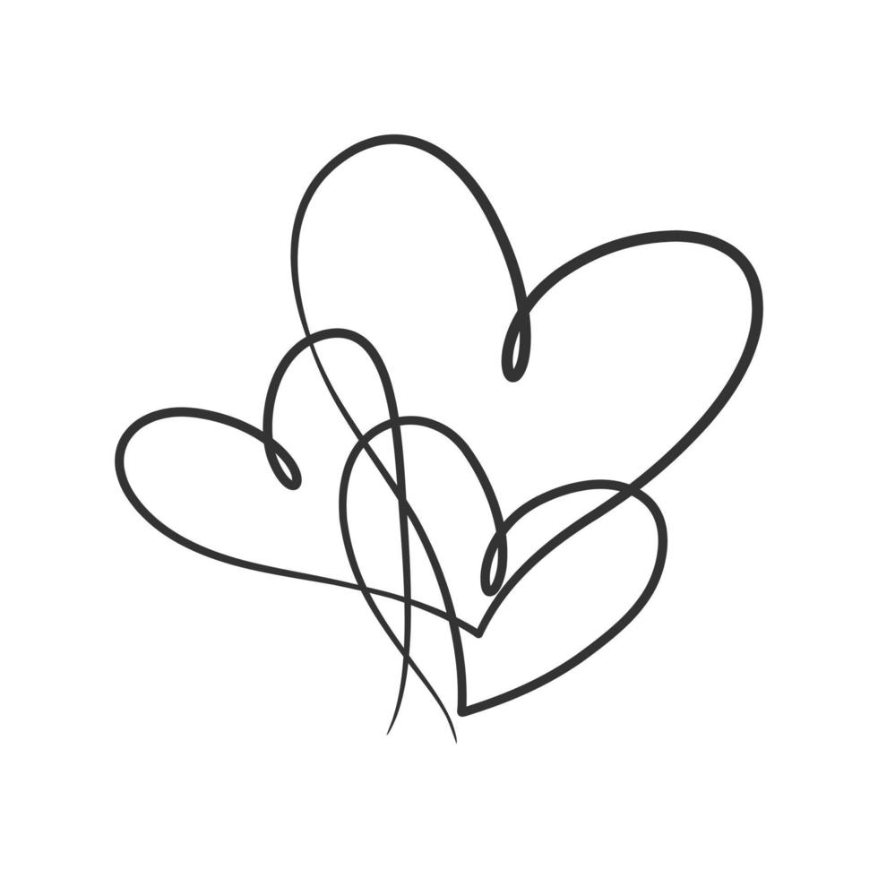 kontinuerlig linjeteckning av kärlek tecken. kärlek hjärta en linje ritning vektor