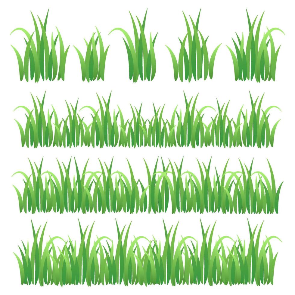uppsättning grönt gräs isolerad på vit bakgrund vektor