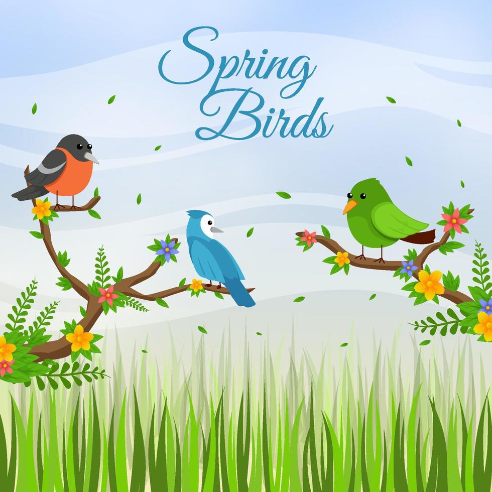 våren fåglar bakgrund vektor