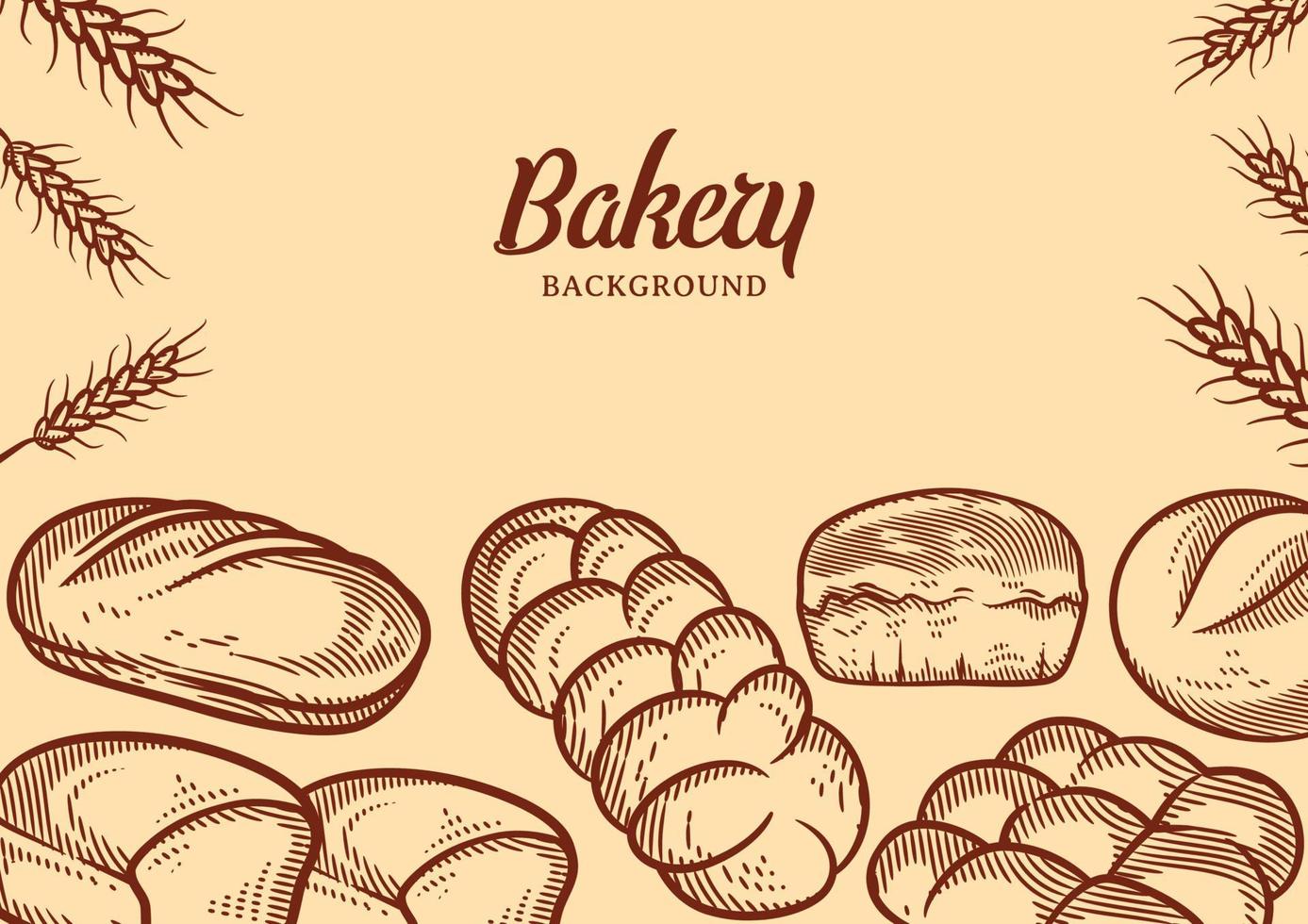 vintage bageri bakgrund med skissade bröd vektorillustration vektor