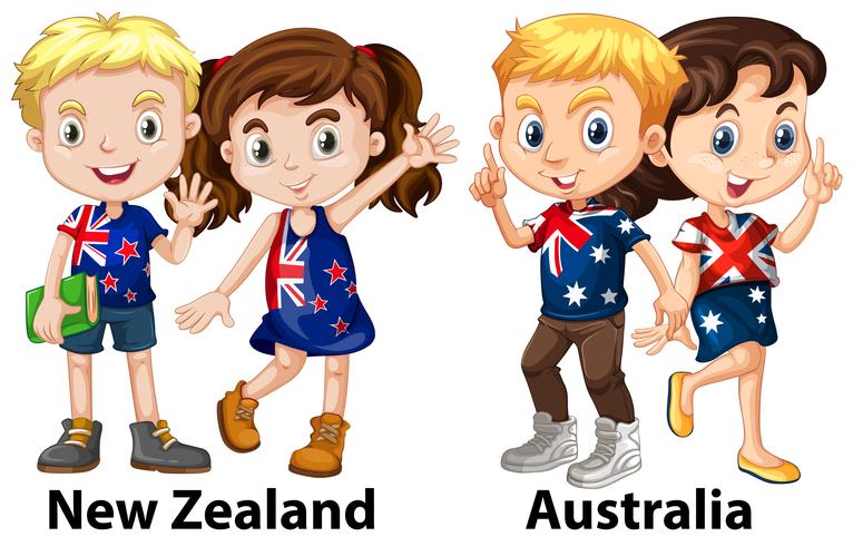 Kinder aus Neuseeland und Australien vektor