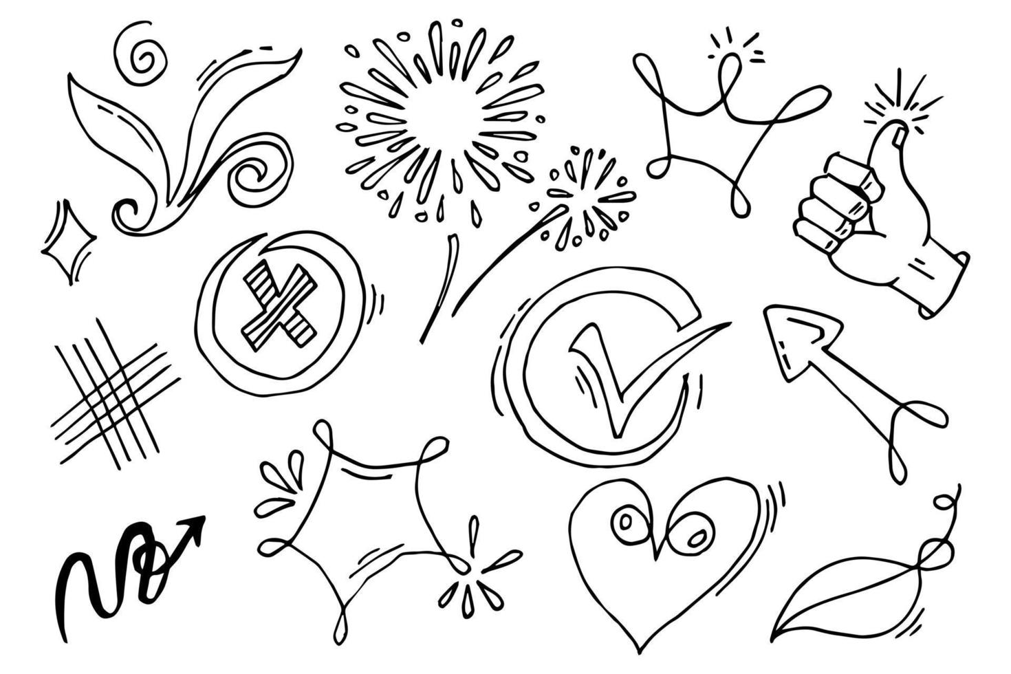 Doodle-Element-Vektor-Set, für Konzeptdesign. vektor