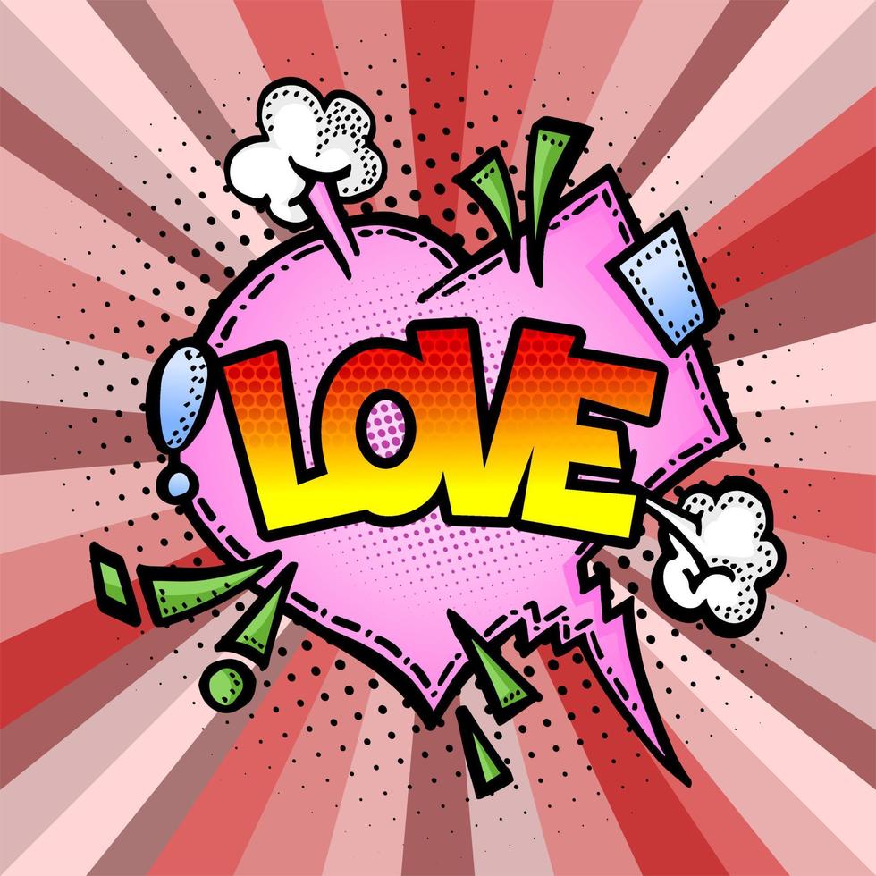 komisk pratbubbla med uttryckstext kärlek vektor