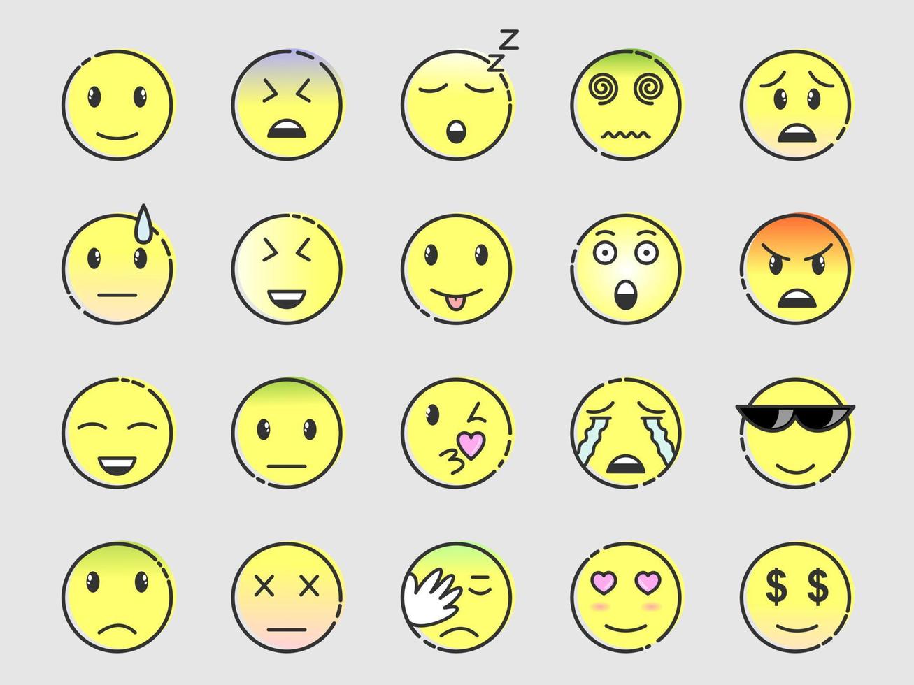 Emoji-Set, Doodle-Emoticons, Vektorillustration. vektor