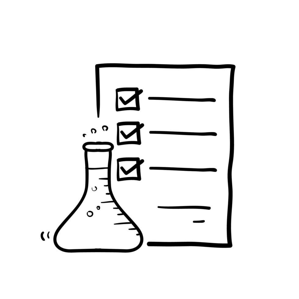 handritad ikon för klinisk analysresultat, labbblodprov, medicinrapport, medicinsk kontroll i doodle stil vektor isolerad